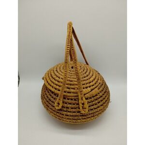 Native American Lidded Handmade Basket  Double Handled 11" Tall 8" Wide Coil
